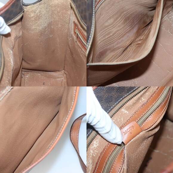 CELINE Macadam Canvas Shoulder Bag Pvc Leather Brown Gold - Picture 12 of 12